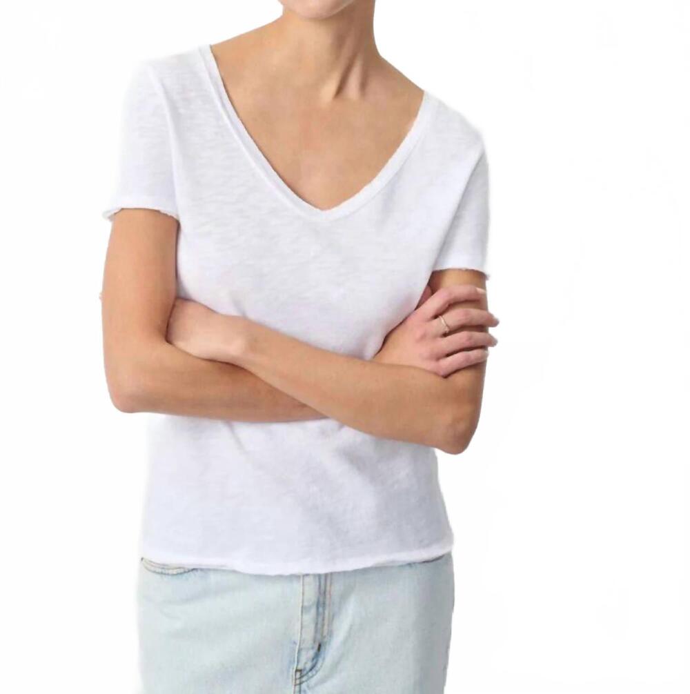 NEW AMERICAN VINTAGE sonoma v-neck tee in blanc